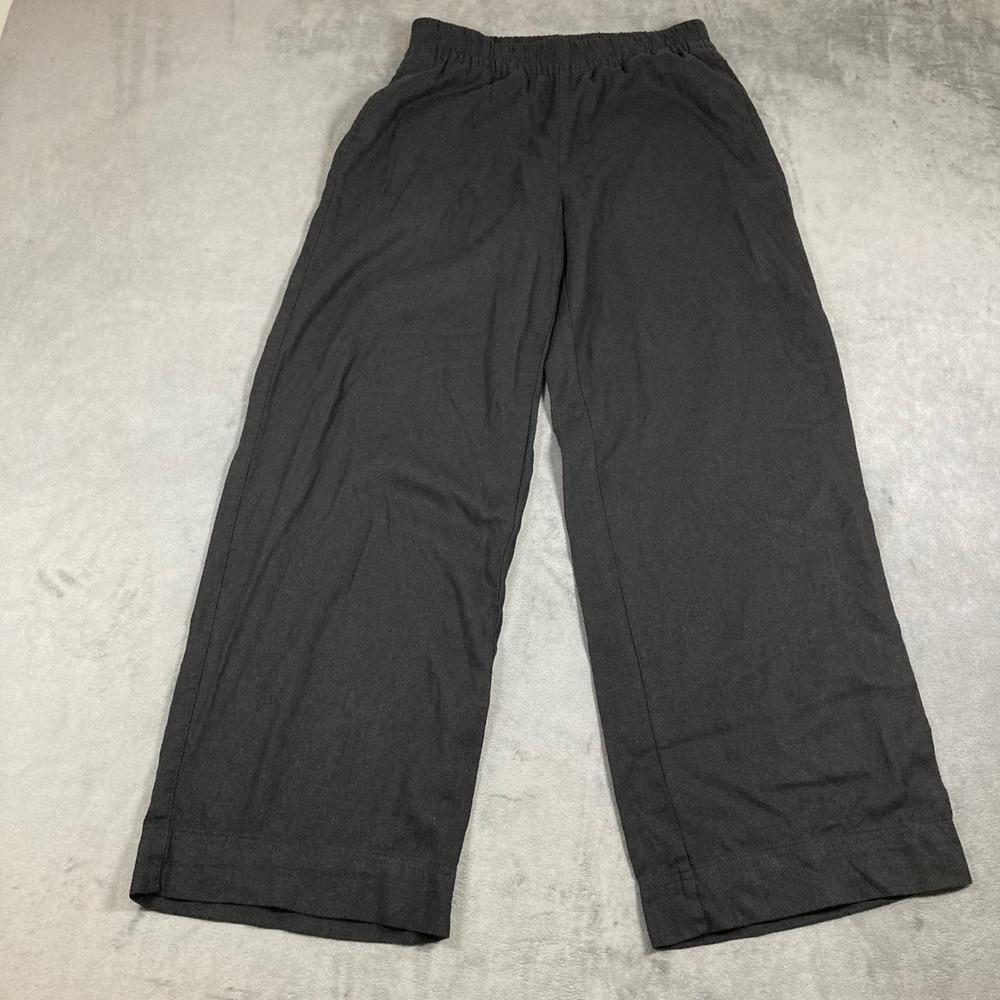 Old Navy Womens Small Black Linen Blend High Rise Wide Leg Comfort Waist Pants